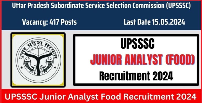 UPSSSC Junior Analyst Food Online Form 2024 | UPSSSC New Recruitment 2024